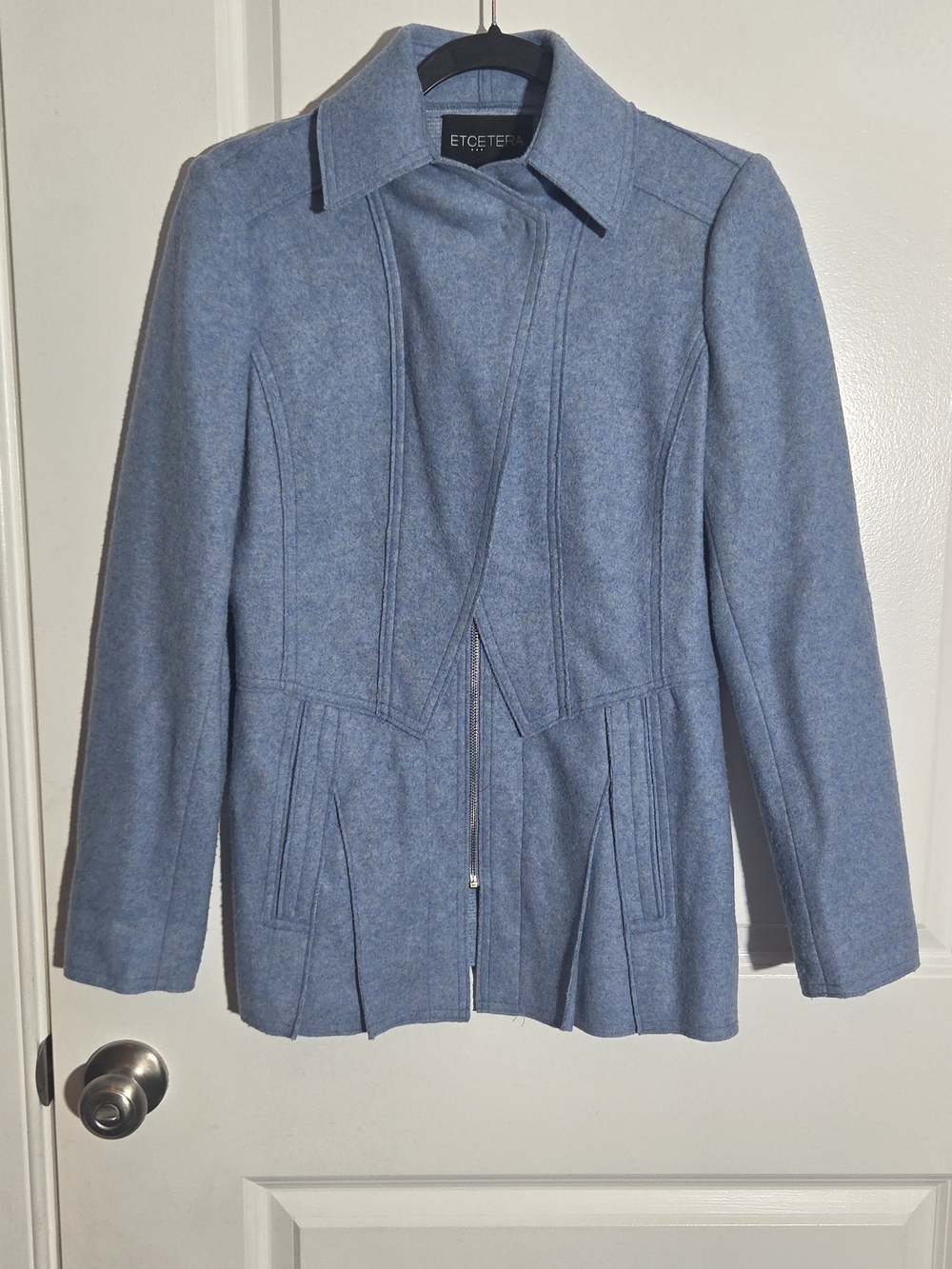ETCETERA Sky Blue Wool-Blend Pea Coat